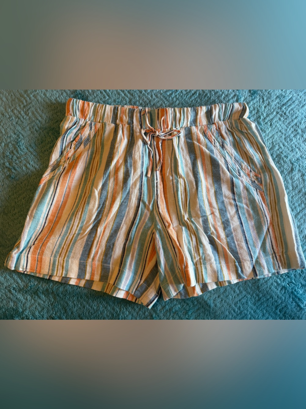 Briggs New York Striped Shorts in Blue, Orange & Cream
